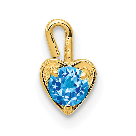 10K Yellow Gold 10Ky December Synthetic Birthstone Heart Charm
