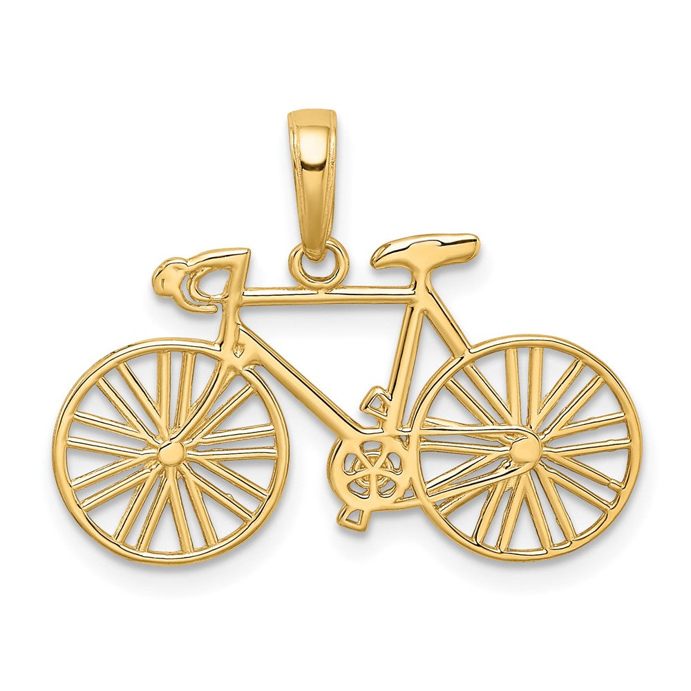 10K Yellow Gold 3D Polished Bicycle Charm