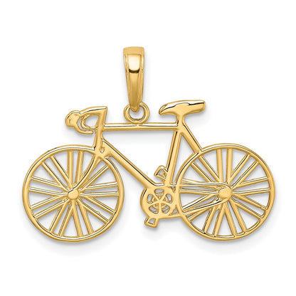 10K Yellow Gold 3D Polished Bicycle Charm
