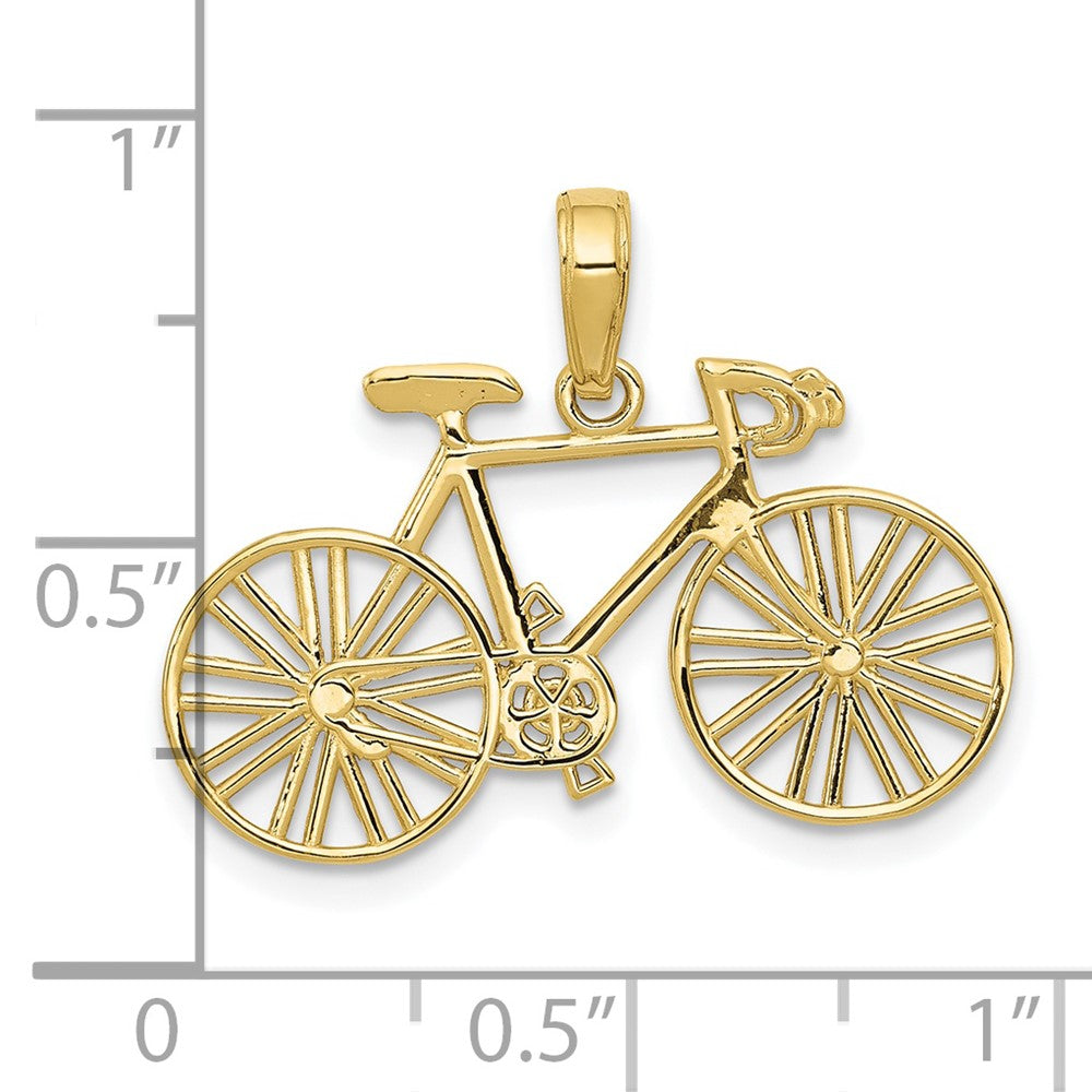 10K Yellow Gold 3D Polished Bicycle Charm