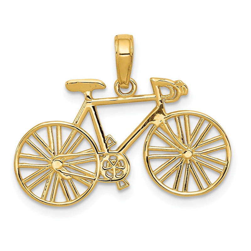 10K Yellow Gold 3D Polished Bicycle Charm