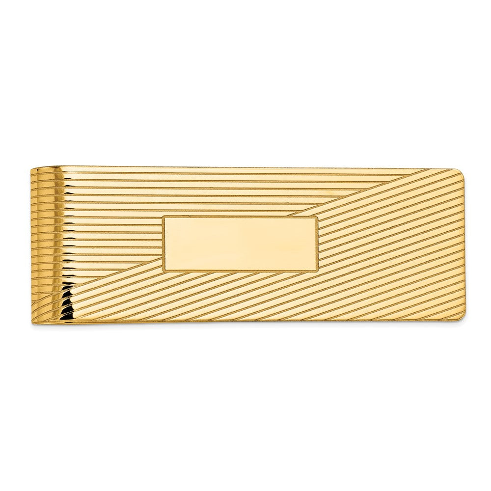 10K Yellow Gold Men'S Grooved Polished Money Clip