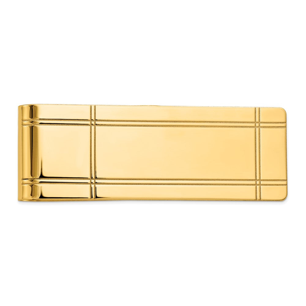10K Yellow Gold Men'S Grooved Polished Money Clip