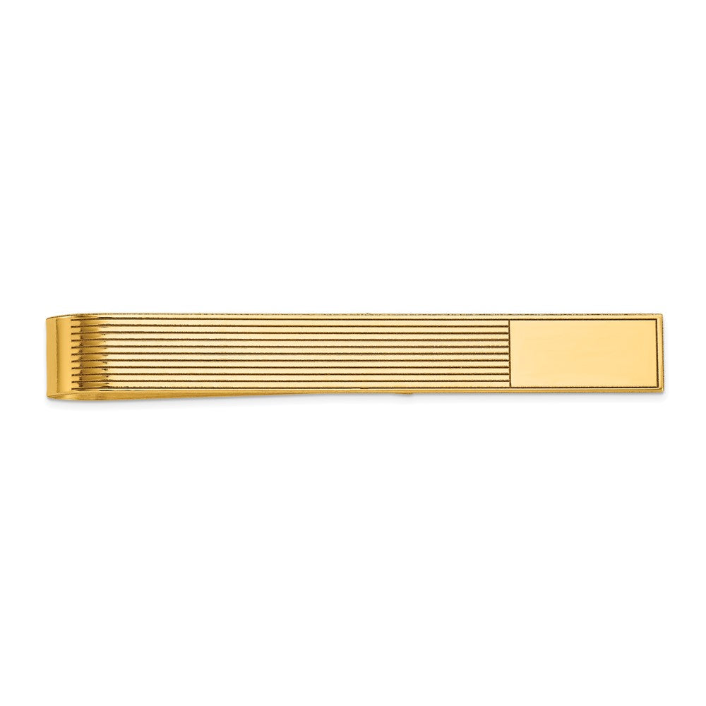 10K Yellow Gold Men'S Grooved Engravable Tie Bar