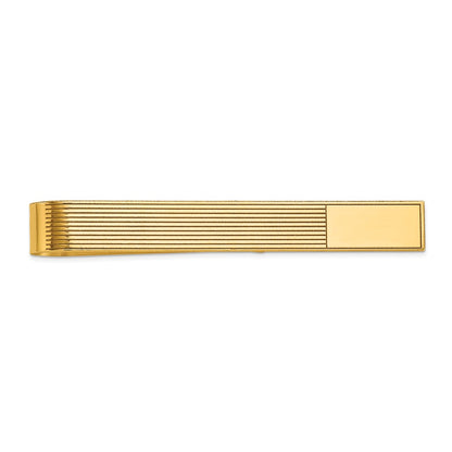 10K Yellow Gold Men'S Grooved Engravable Tie Bar