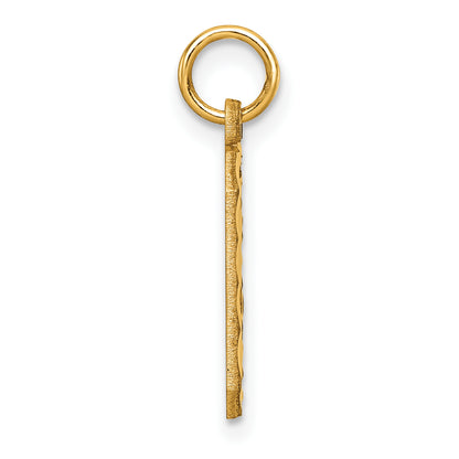 10K Yellow Gold 10Ky Casted Medium Diamond-Cut Number 0 Charm