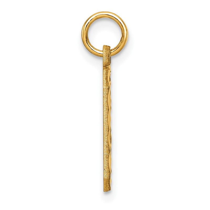 10K Yellow Gold 10Ky Casted Medium Diamond-Cut Number 0 Charm