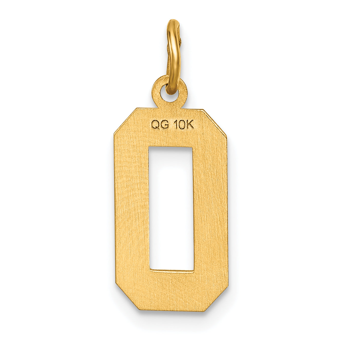 10K Yellow Gold 10Ky Casted Medium Diamond-Cut Number 0 Charm