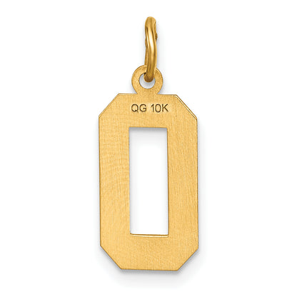 10K Yellow Gold 10Ky Casted Medium Diamond-Cut Number 0 Charm