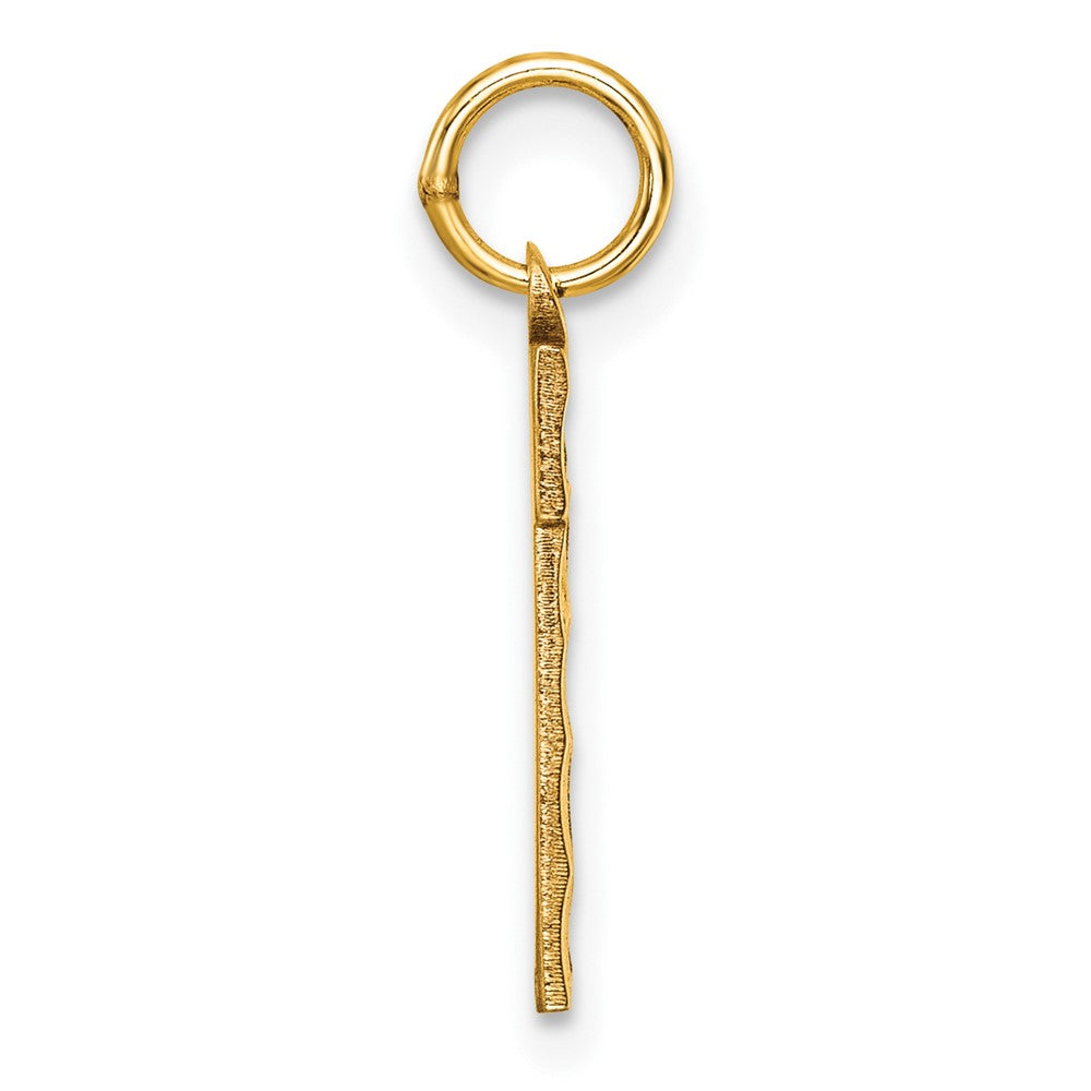 10K Yellow Gold 10Ky Casted Medium Diamond-Cut Number 1 Charm