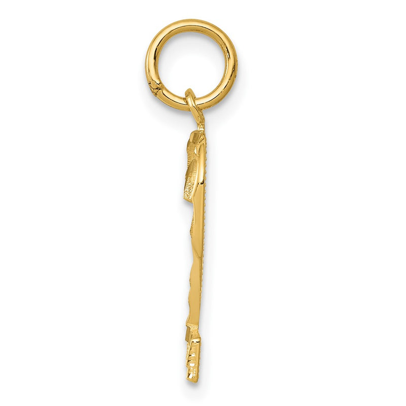 10K Yellow Gold 10Ky Casted Medium Diamond-Cut Number 2 Charm