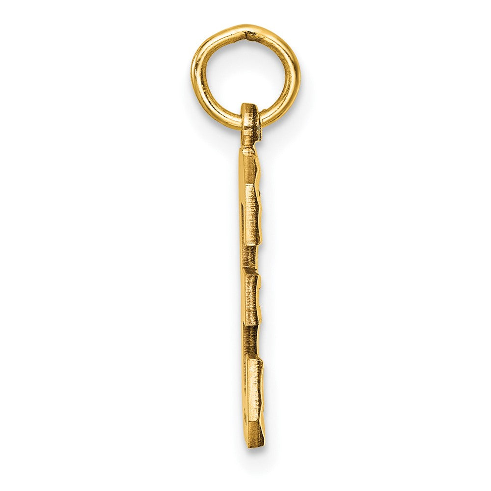 10K Yellow Gold 10Ky Casted Medium Diamond-Cut Number 3 Charm
