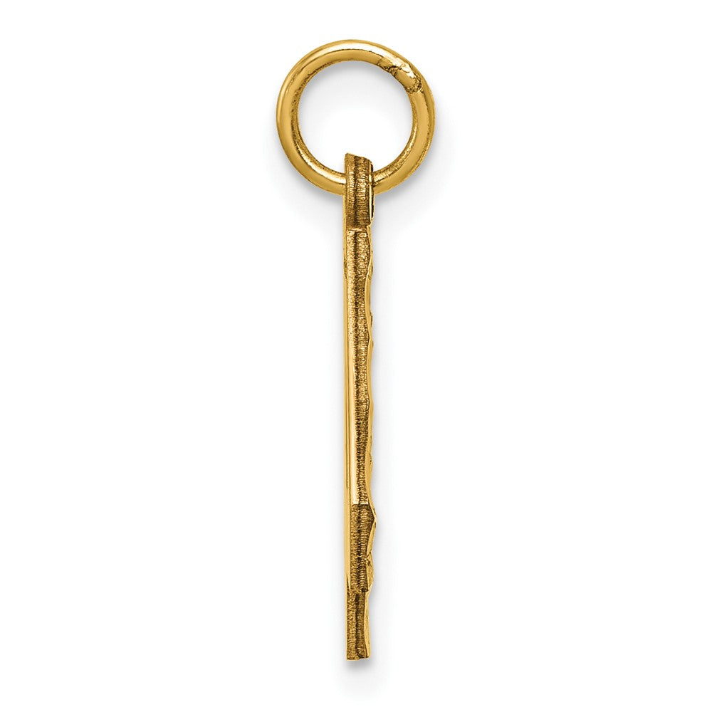 10K Yellow Gold 10Ky Casted Medium Diamond-Cut Number 4 Charm