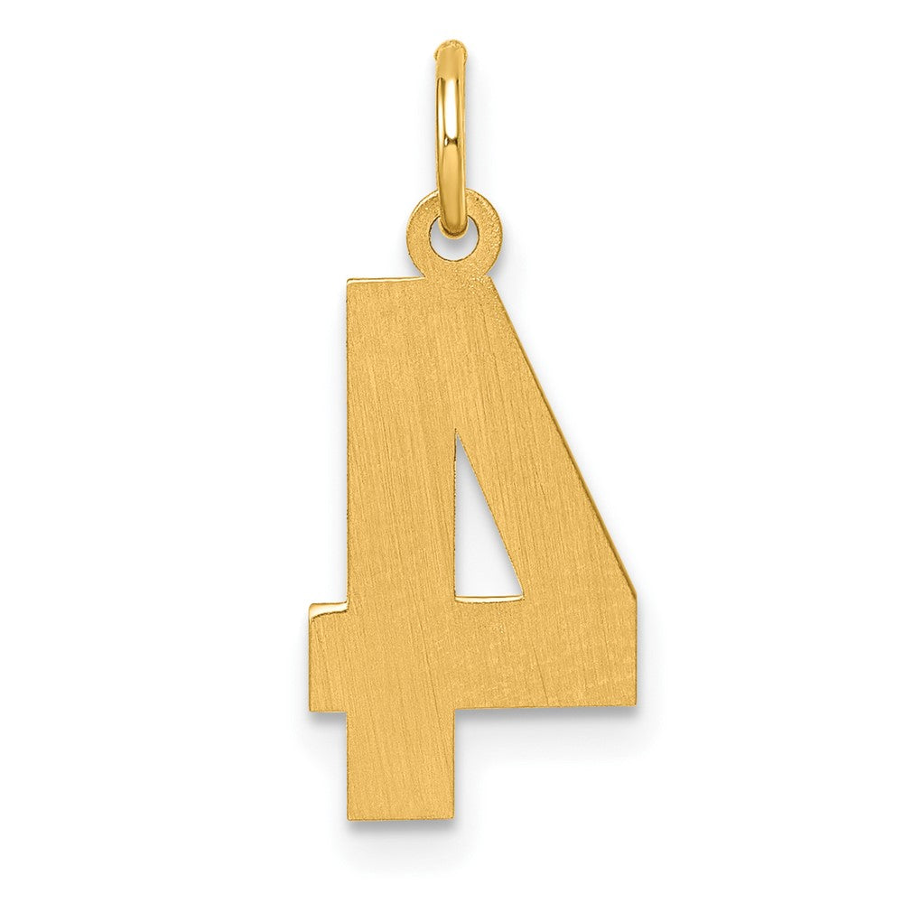 10K Yellow Gold 10Ky Casted Medium Diamond-Cut Number 4 Charm