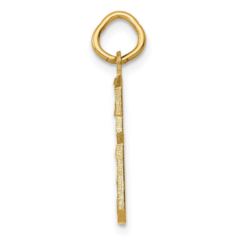 10K Yellow Gold 10Ky Casted Medium Diamond-Cut Number 6 Charm
