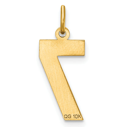10K Yellow Gold 10Ky Casted Medium Diamond-Cut Number 7 Charm