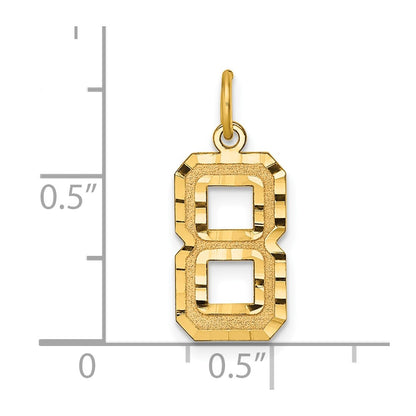 10K Yellow Gold 10Ky Casted Medium Diamond-Cut Number 8 Charm