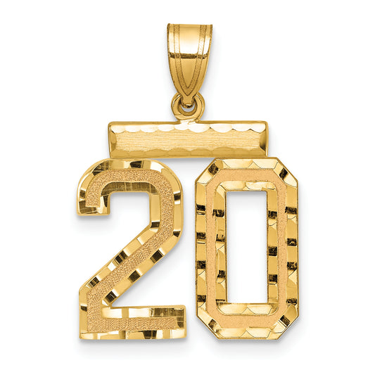 10K Yellow Gold 10Ky Medium Diamond-Cut Number 20 Charm