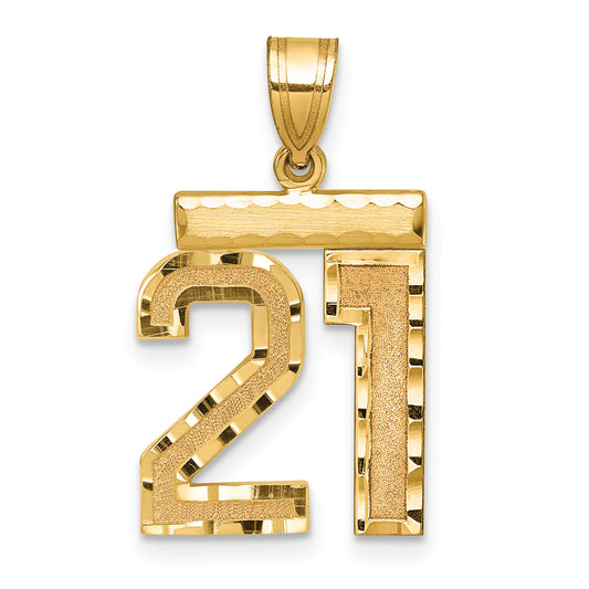 10K Yellow Gold Medium Diamond-Cut Number 21 Charm