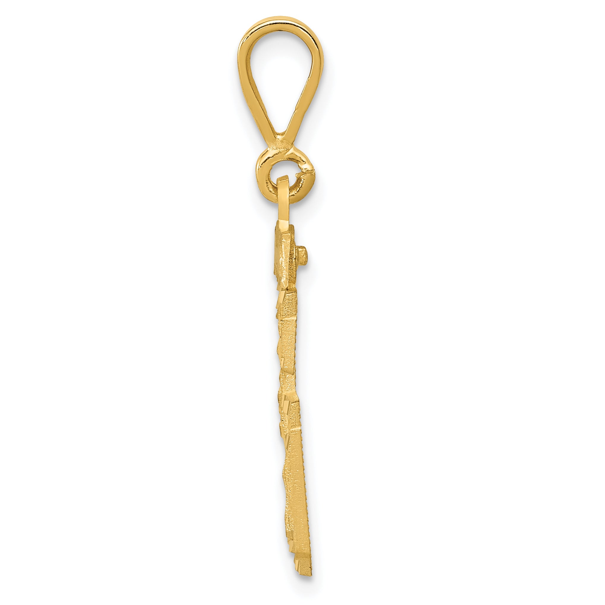 10K Yellow Gold 10Ky Casted Medium Diamond-Cut Number 36 Charm