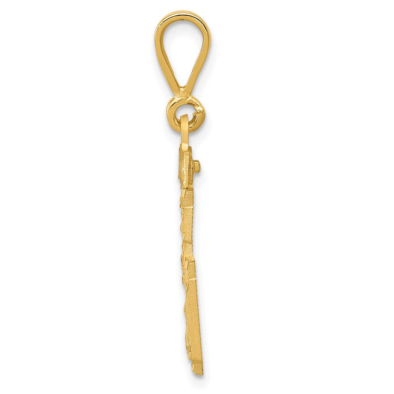 10K Yellow Gold 10Ky Casted Medium Diamond-Cut Number 36 Charm