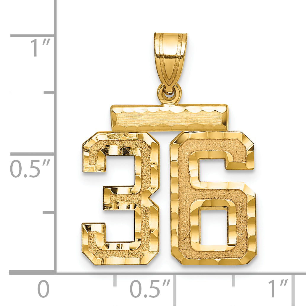 10K Yellow Gold 10Ky Casted Medium Diamond-Cut Number 36 Charm