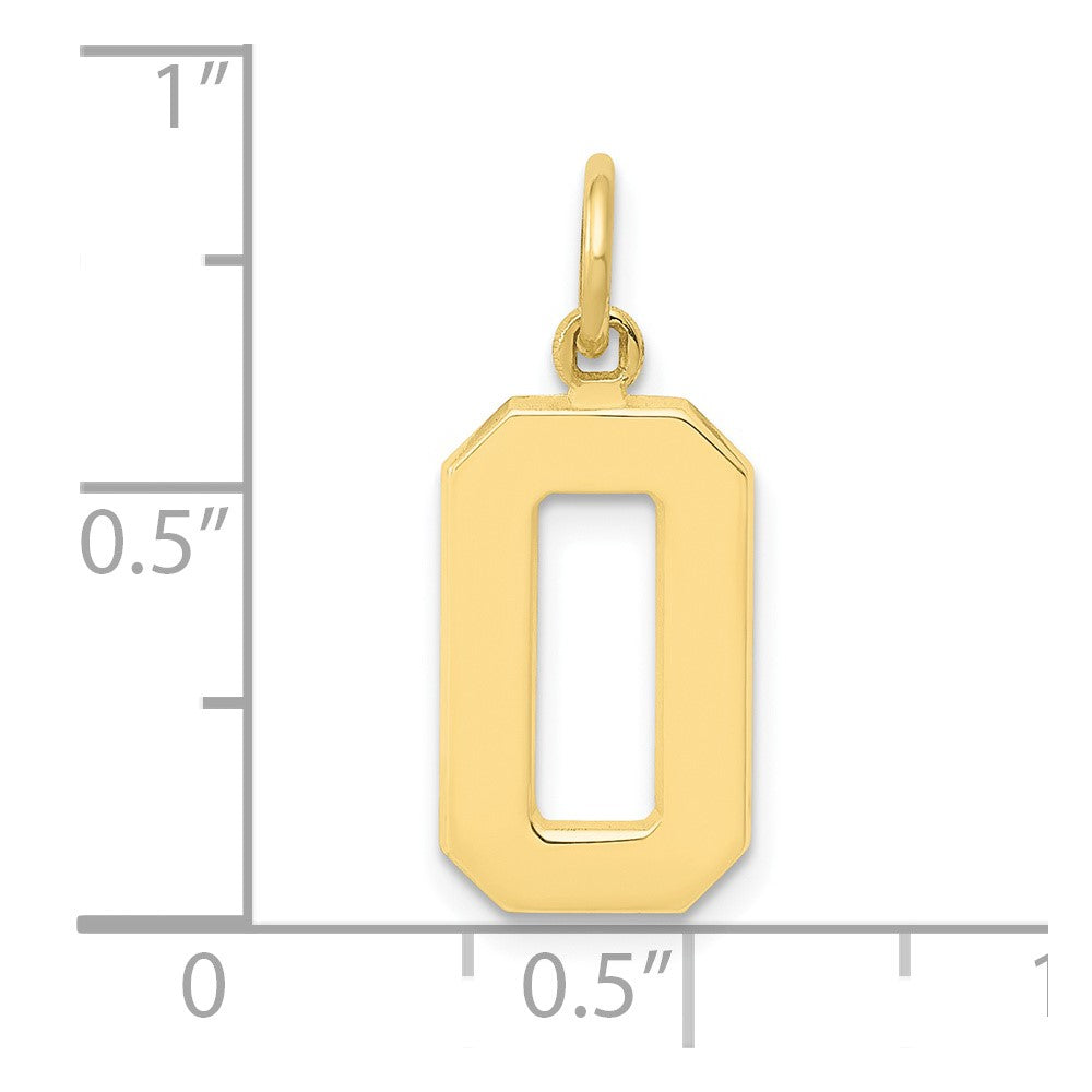 10K Yellow Gold Medium Polished Number 0 Charm