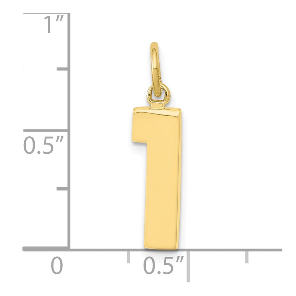 10K Yellow Gold Medium Polished Number 1 Charm