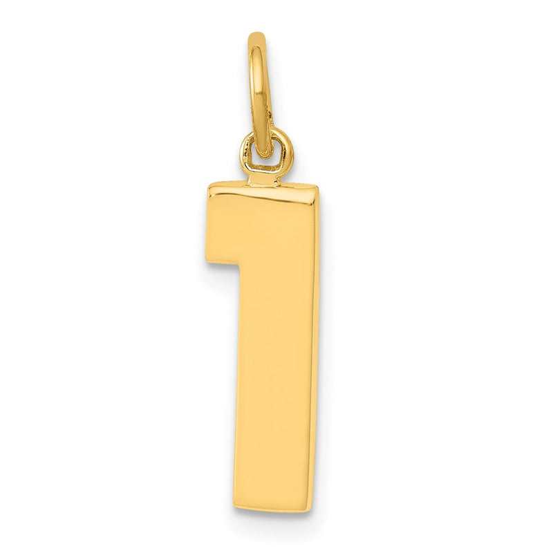 10K Yellow Gold Medium Polished Number 1 Charm