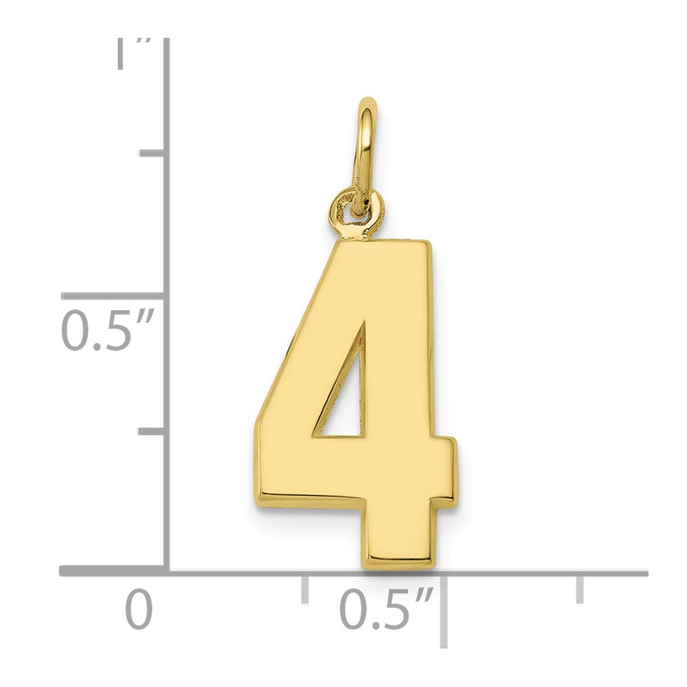 10K Yellow Gold Medium Polished Number 4 Charm