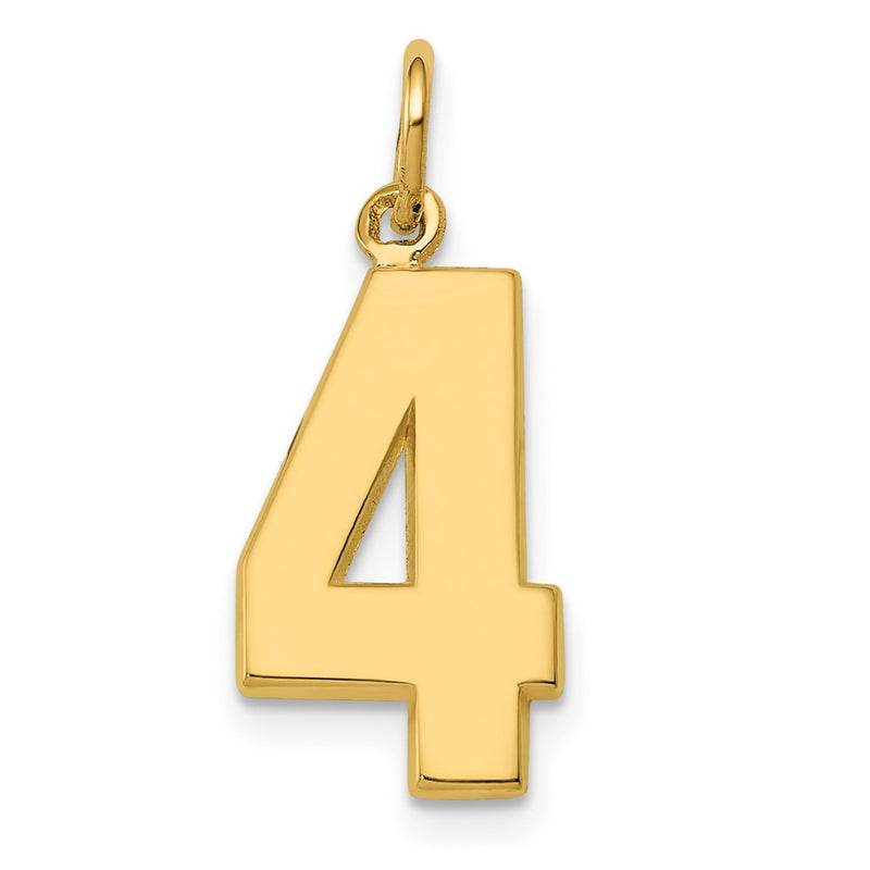 10K Yellow Gold Medium Polished Number 4 Charm