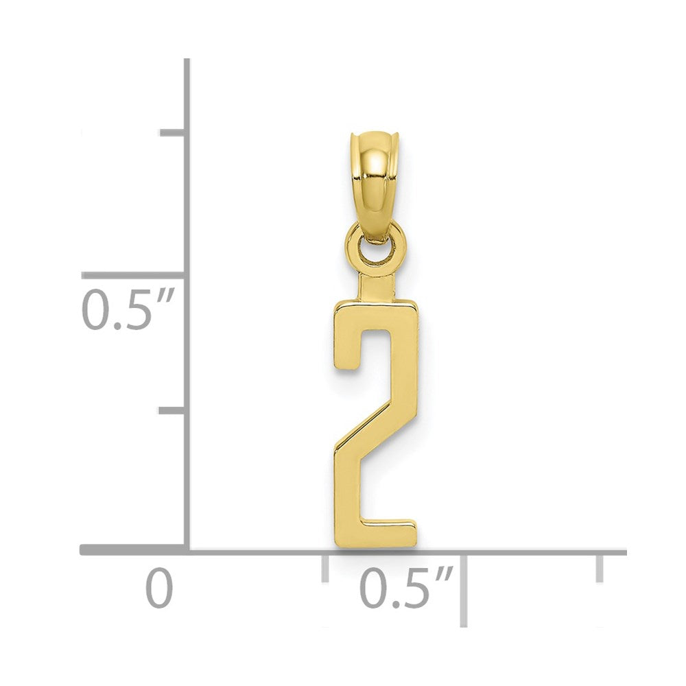 10K Yellow Gold 10K Number 2 Block Charm