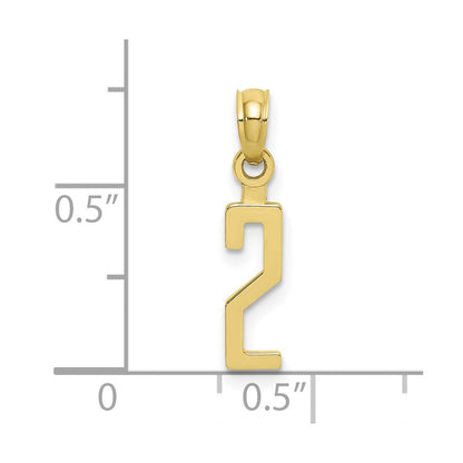 10K Yellow Gold 10K Number 2 Block Charm