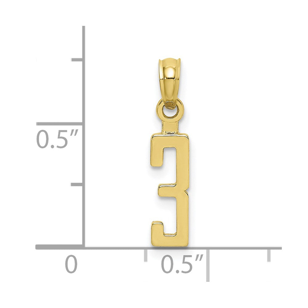 10K Yellow Gold 10K Number 3 Block Charm
