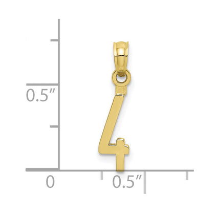 10K Yellow Gold 10K Number 4 Block Charm