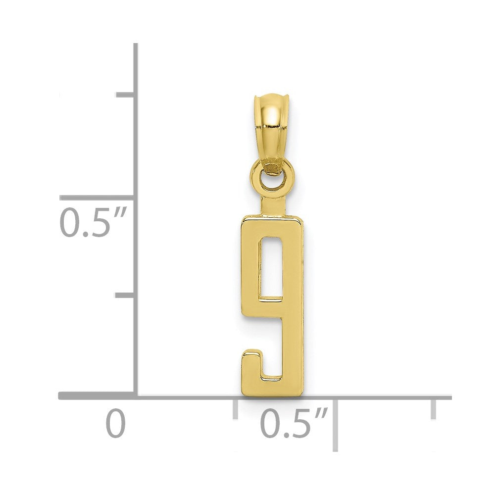 10K Yellow Gold 10K Number 9 Block Charm