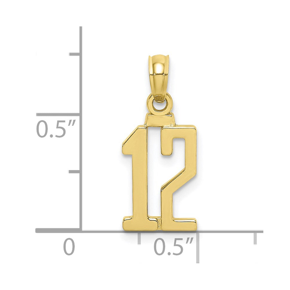 10K Yellow Gold 10K Number 12 Pendant
