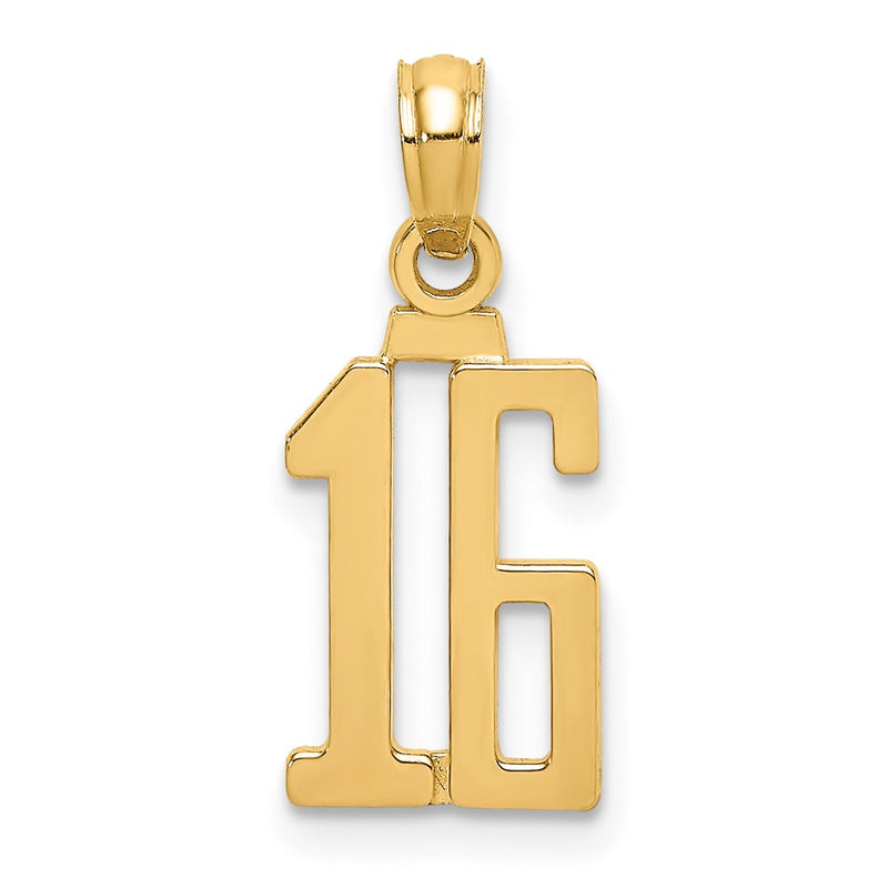 10K Yellow Gold 10K Number 16 Pendant
