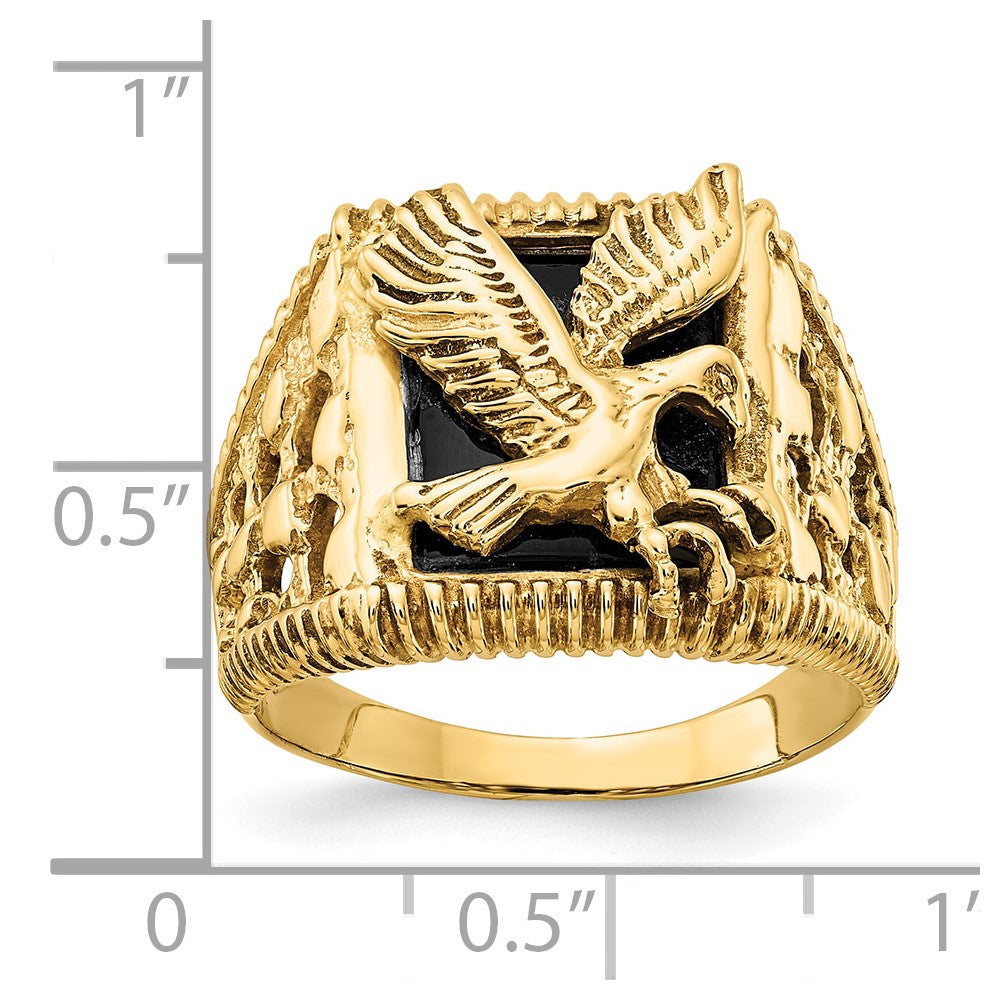 10K Yellow Gold 10K Men'S Onyx Eagle Ring