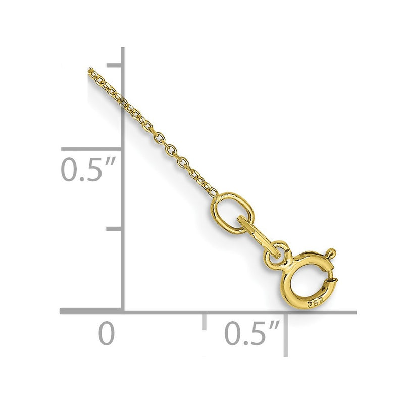 10K Yellow Gold .6mm D/C Round Open Link Cable Chain Anklet