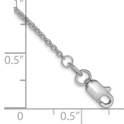 10K White Gold Wg 1.4mm Round Open Link Cable Chain Anklet