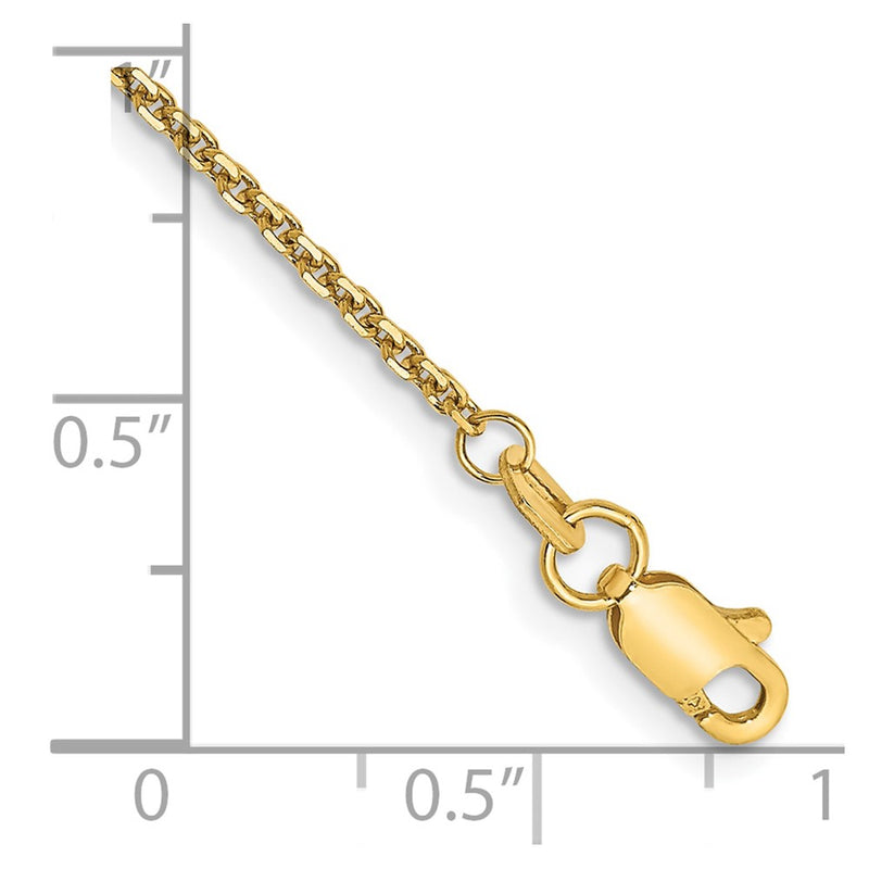 10K Yellow Gold 10K 1.45mm D/C Cable Chain Anklet