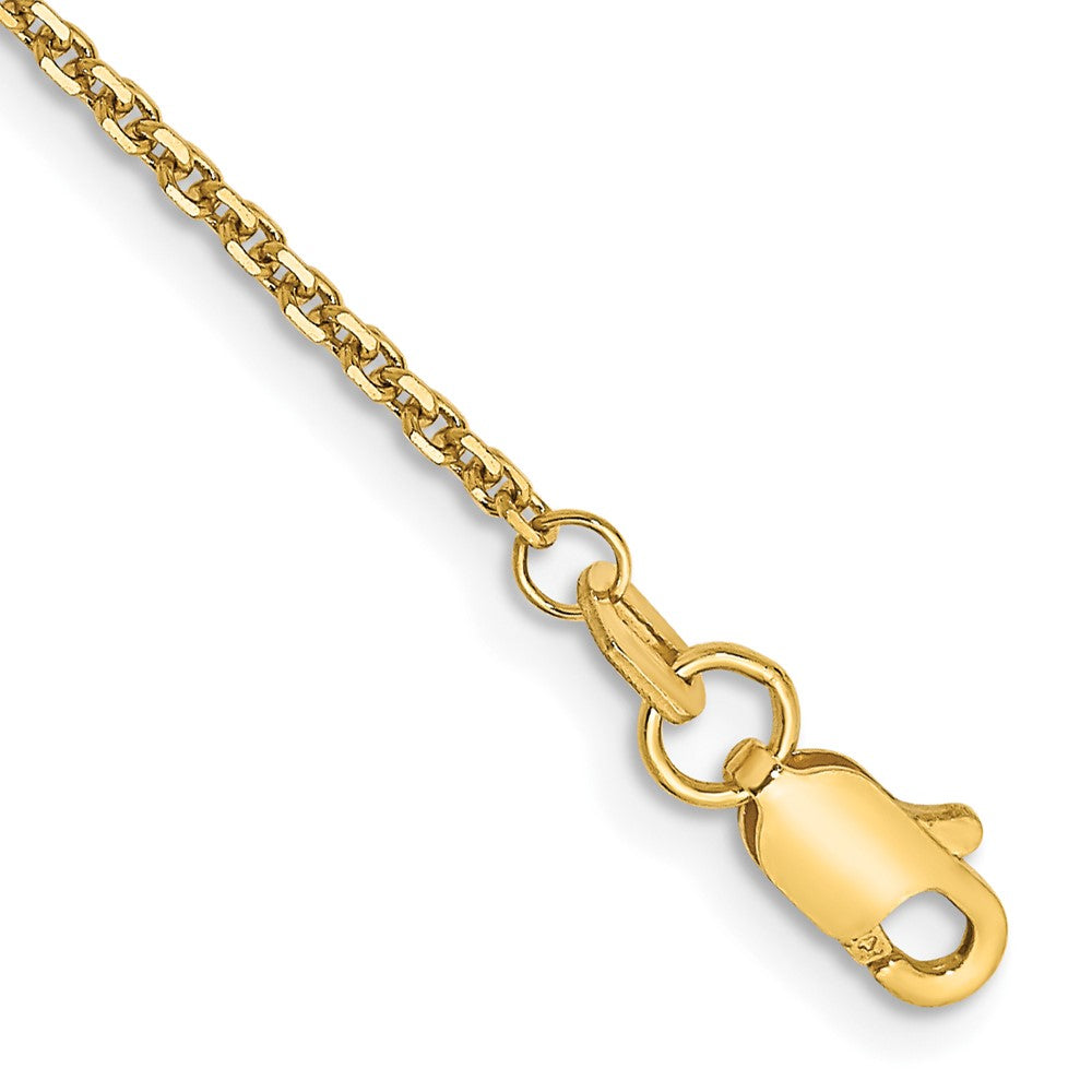 10K Yellow Gold 1.45mm D/C Cable Chain Anklet