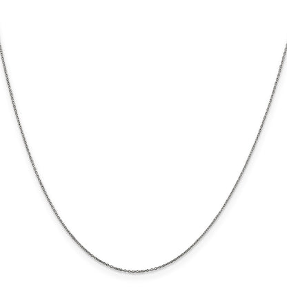 10K White Gold Wg .6mm D/C Round Open Link Cable Chain Children's Necklace