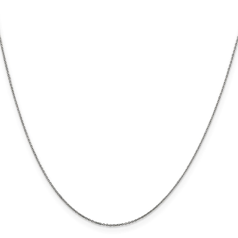 10K White Gold Wg .6mm D/C Round Open Link Cable Chain Necklace