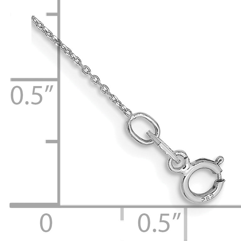 10K White Gold Wg .6mm D/C Round Open Link Cable Chain Anklet