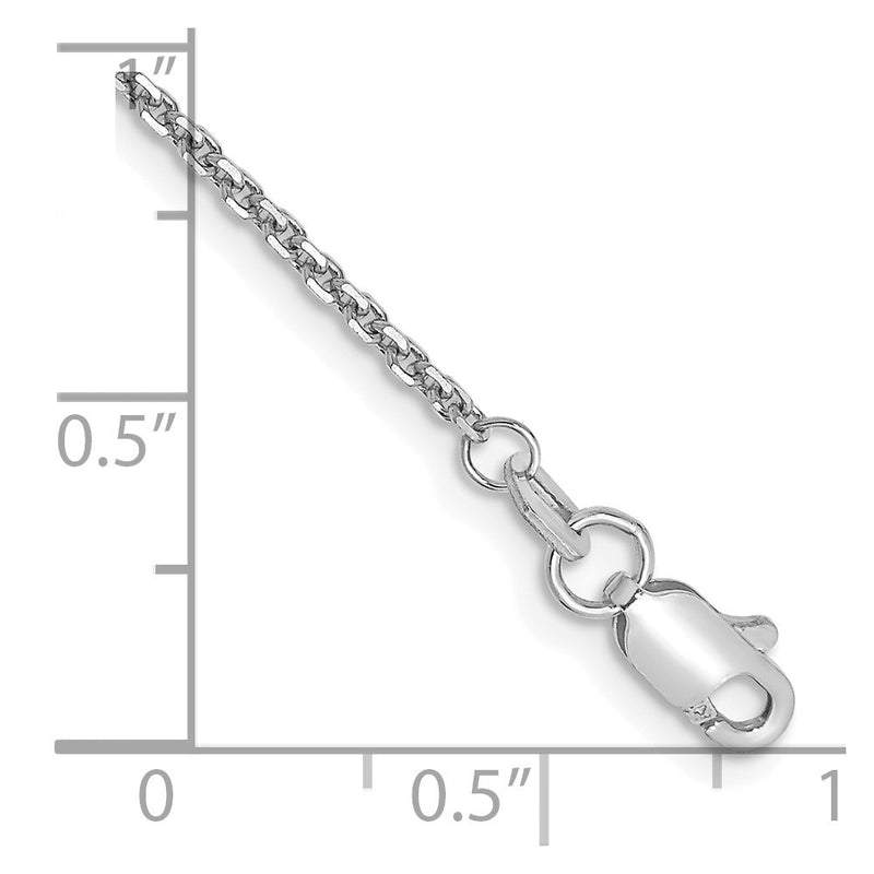 9 Inch 10K White Gold Wg 1.45mm D/C Cable Chain Bracelet
