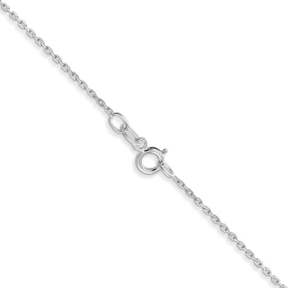 10K White Gold Wg .8mm D/C Cable With Spring Ring Clasp Chain Necklace