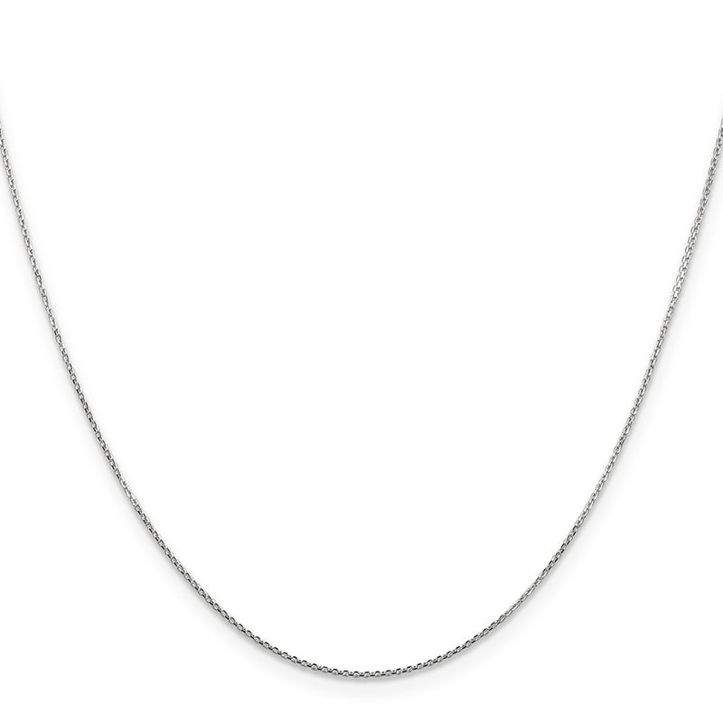 24 Inch 10K White Gold Wg .8mm D/C Round Open Link Cable Chain Necklace
