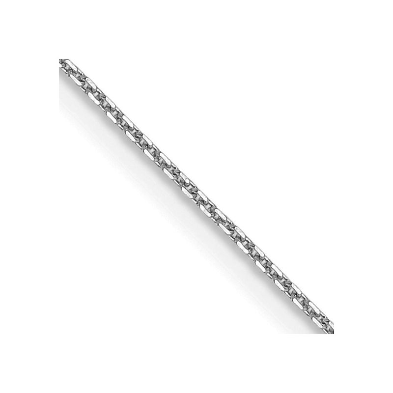 24 Inch 10K White Gold Wg .8mm D/C Round Open Link Cable Chain Necklace